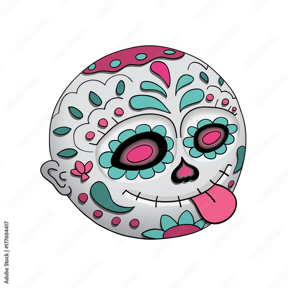 Emoji Tongue. Day of the dead. Dia de Los Muertos. Halloween. Vector