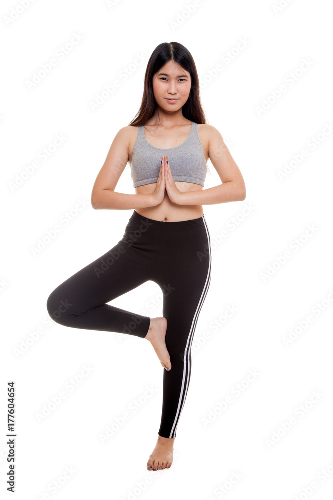 Beautiful Asian healthy girl do yoga pose. Beautiful Asian healthy girl do yoga pose.