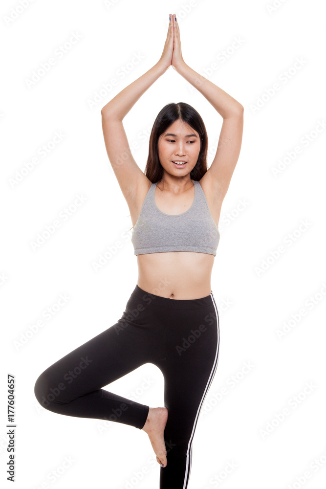 Beautiful Asian healthy girl do yoga pose. Beautiful Asian healthy girl do yoga pose.