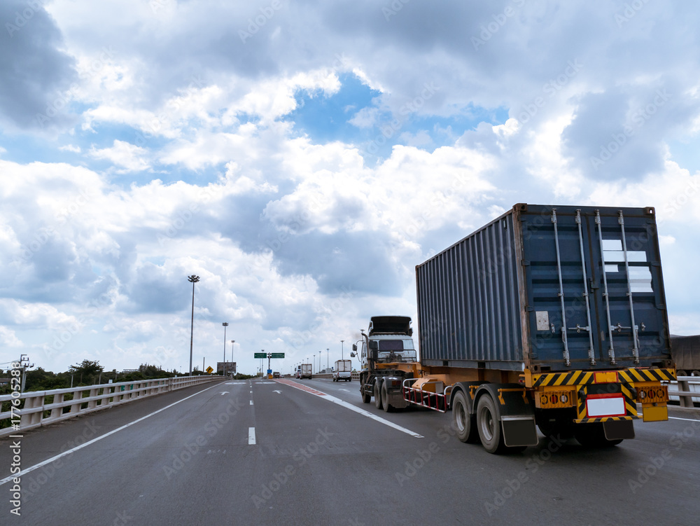 logistic container truck on highway