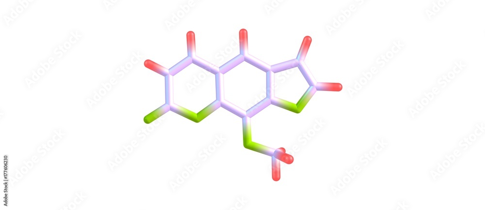 Methoxsalen molecular structure isolated on white Methoxsalen molecular structure isolated on white