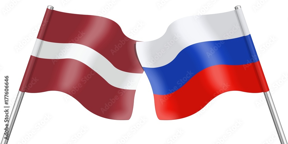 Flags. Latvia and Russia