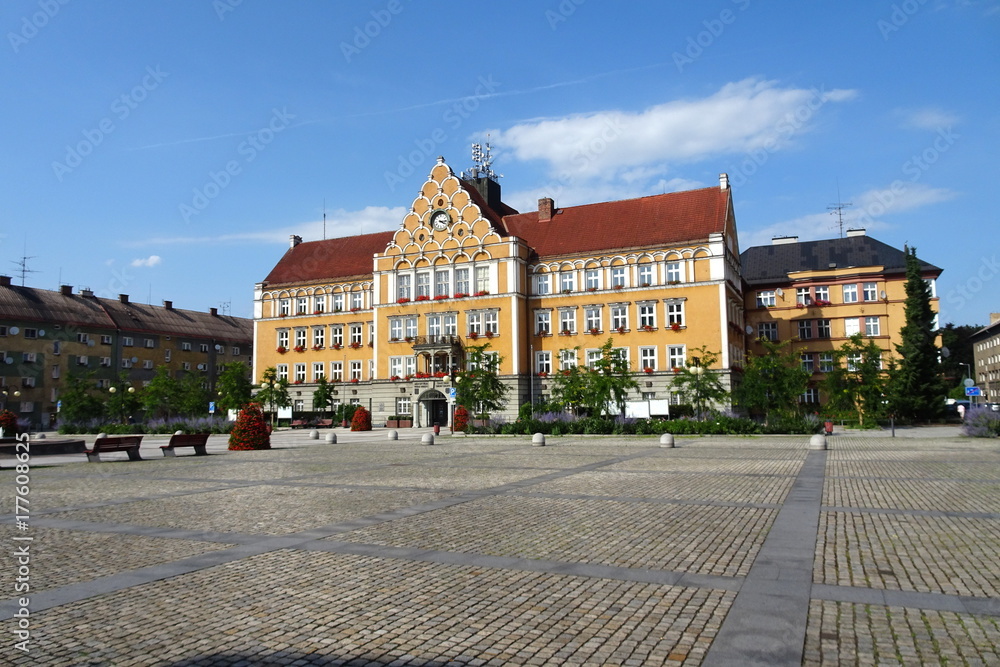 Obraz premium Cesky Tesin - city Hall and Main Square - Czech Republic