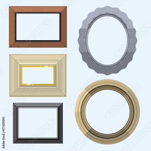 Picture frame museum interior exhibition decorative vector photo art gallery on vintage antique decoration wall.