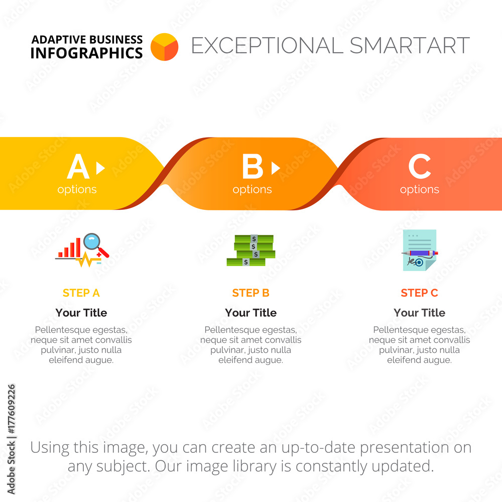 Process Chart with Three Steps Template Stock Vector | Adobe Stock