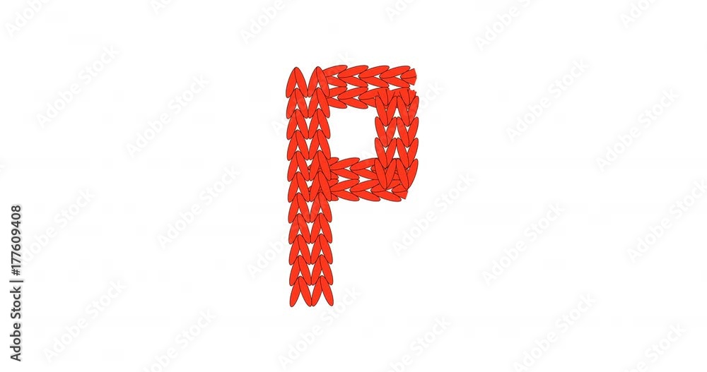 Knitting alphabet abc letter P in red color on white background. Christmas or New Year concept for banner, card, billboard, print or web site. 2D cartoon animation in 4K. Knitting alphabet abc letter P in red color on white background. Christmas or New Year concept for banner, card, billboard, print or web site. 2D cartoon animation in 4K.