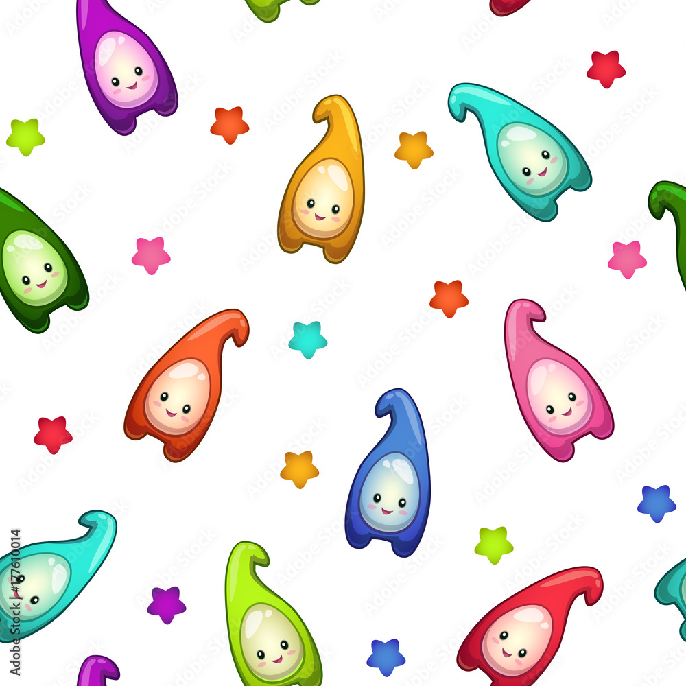 Seamless pattern with cute monsters