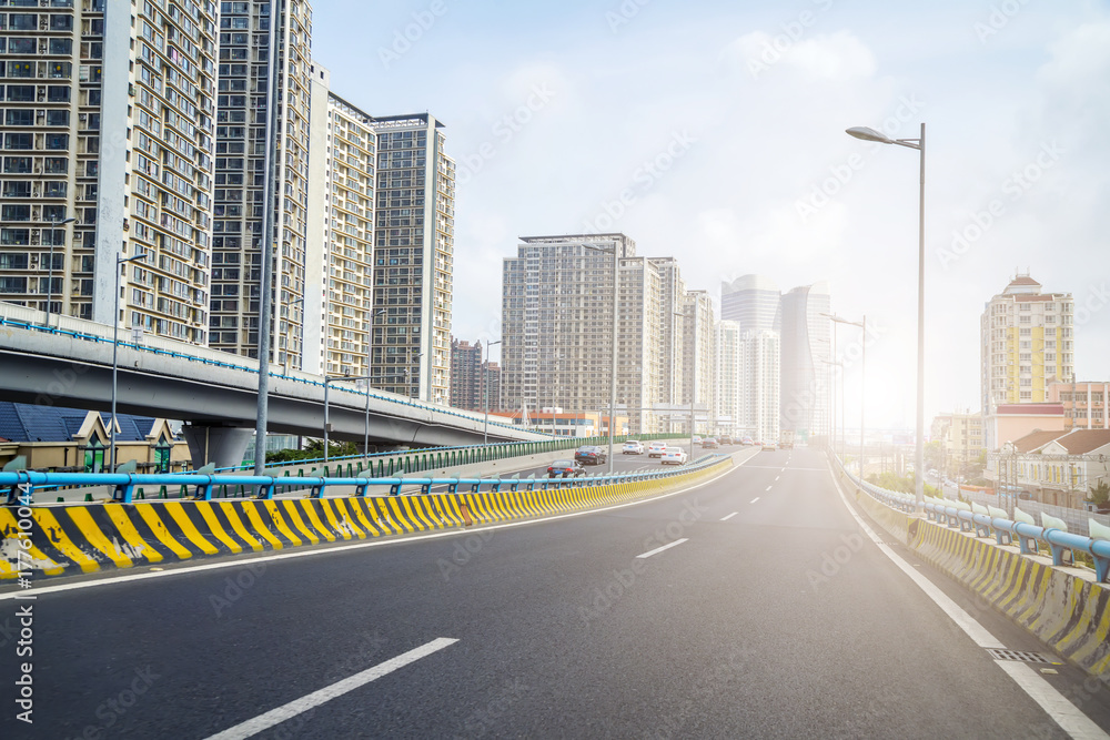 Urban construction roads and skyline