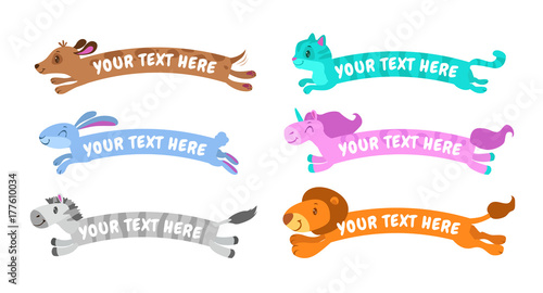 Funny cute cartoon simple animal banners.
