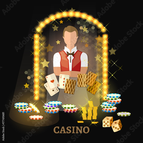 Welcome to the casino vector. Casino set, poker game playing cards slots.