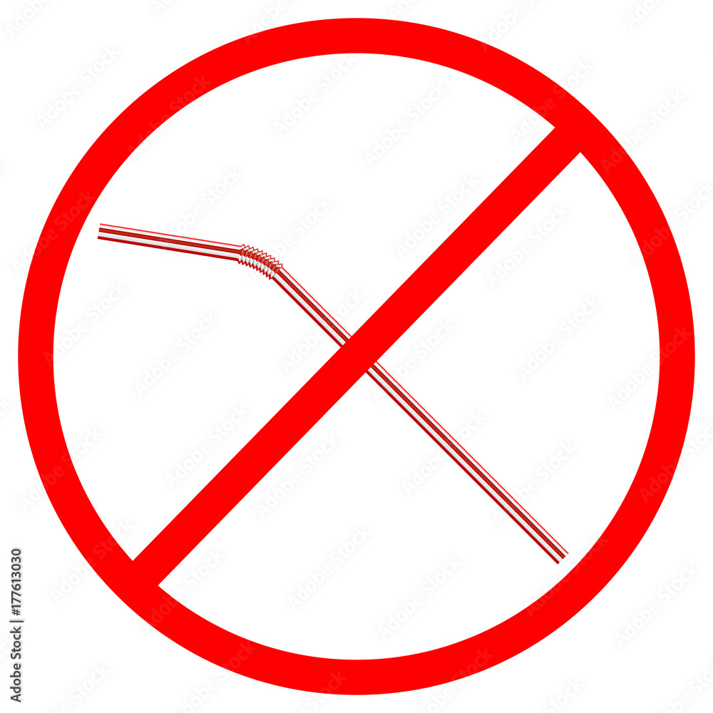 Obraz premium vector illustration sign of the refusal of disposable plastic drinking straws isolated on white background