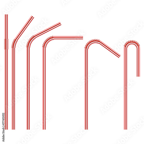 vector illustration of red colored disposable plastic drinking straw isolated on white background photo
