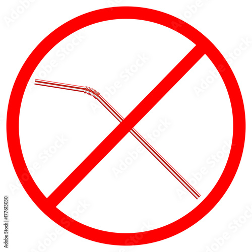vector illustration sign of the refusal of disposable plastic drinking straws isolated on white background