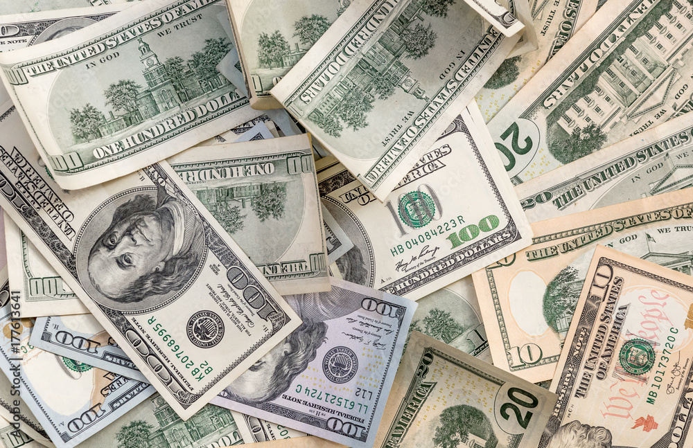 Dollar bills background. Top view. Dollar bills background. Top view.