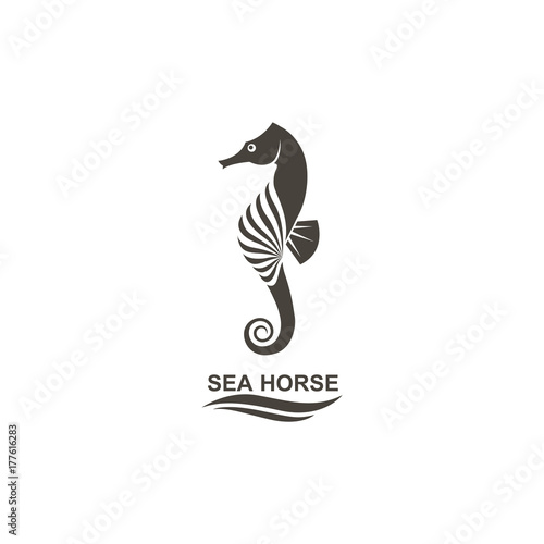 icon of seahorse on isolated white background