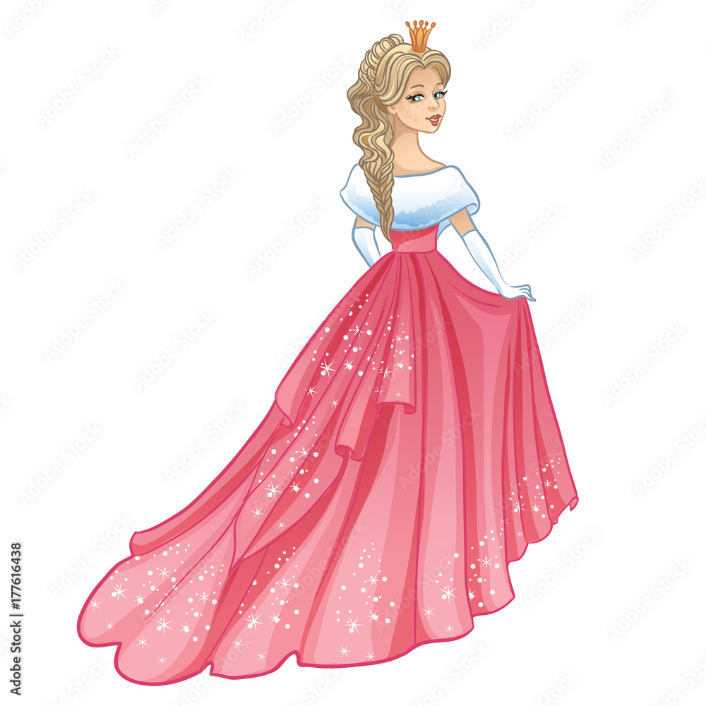 Beautiful princess. Isolated on a white background. Vector Illustration.