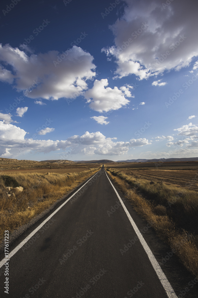 Naklejka premium Road to infinity, picture take in Aragon (Spain)