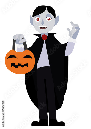 Funny Halloween character vampire. Cartoon vector illustration isolated on the white background