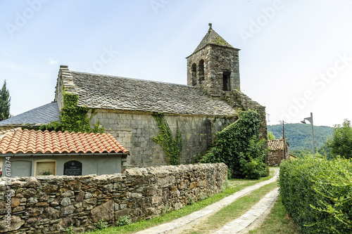 sight of the old Romanesque church of the town of Rocabruna in Gerona, Spain.