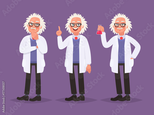 Character set of a scientist. Discovery in science. Vector illustration in cartoon style