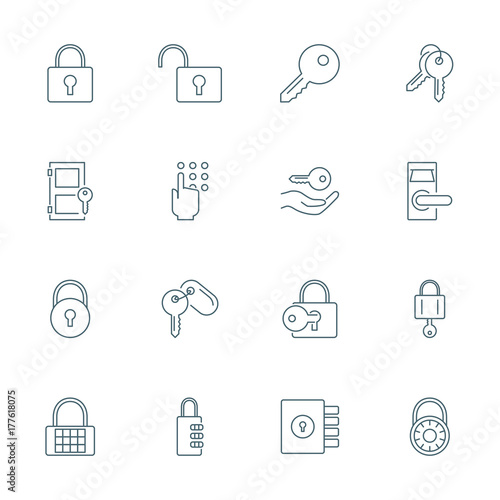 Lock and keys icons set