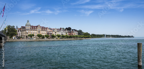 Constance, View of old house facades with Lake Constance - Baden-Wuerttemberg, Germany, Europe