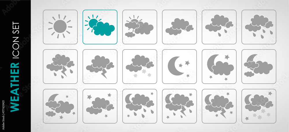 Weather vector icons flat design - Set11