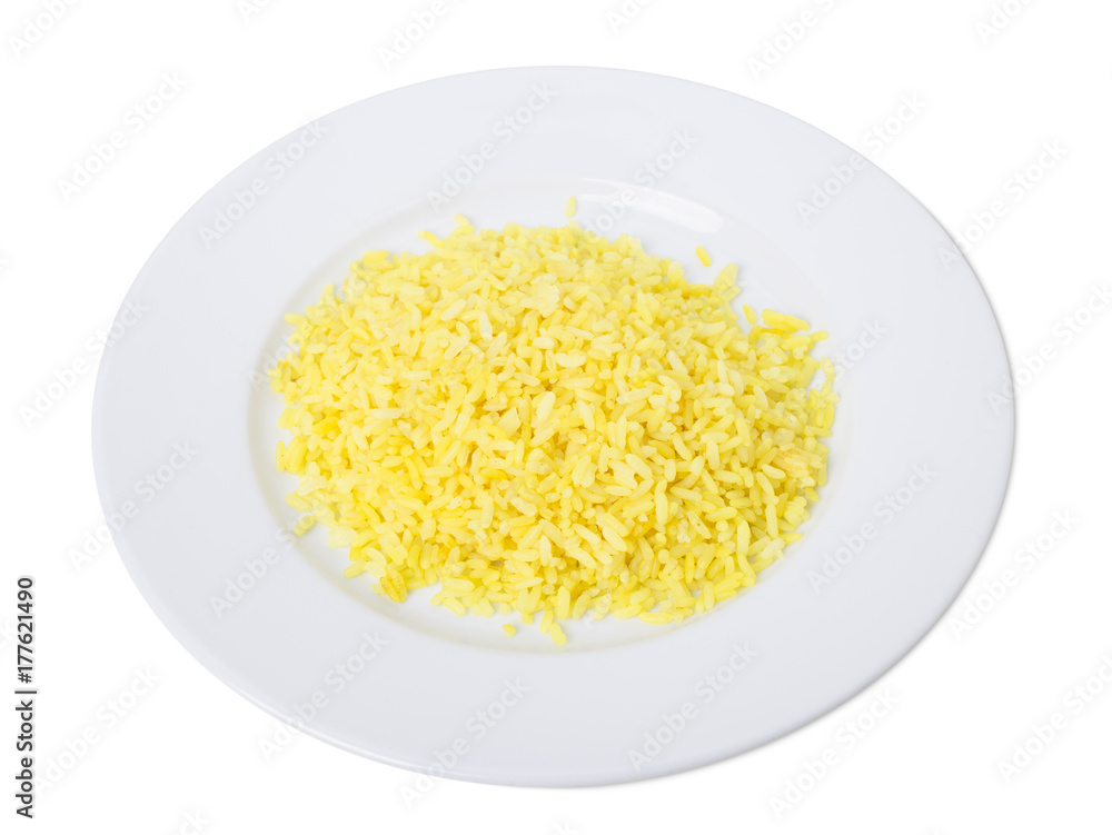 Boiled yellow rice. Boiled yellow rice.