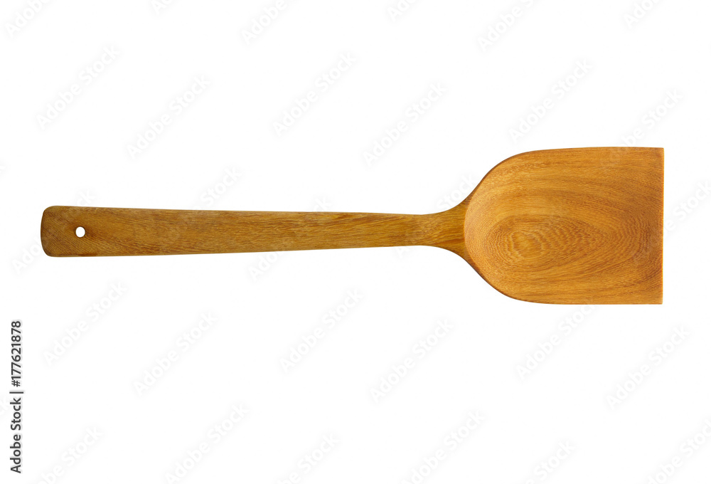 Wooden spade of frying pan isolated on white background. For kitchen. Wooden spade of frying pan isolated on white background. For kitchen.