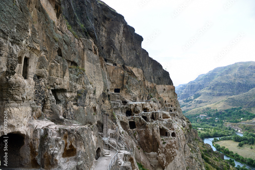 Cave monastery coverd in rock, Vardzia, Georgia Cave monastery coverd in rock, Vardzia, Georgia