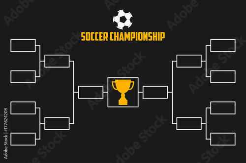 Tournament Bracket. Soccer championship scheme with trophy cup. Football sport vector illustration.