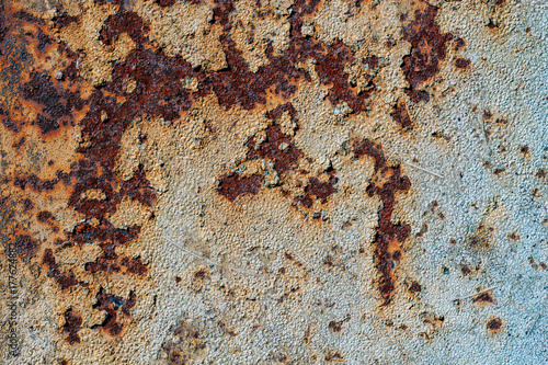 texture of rusty iron, cracked paint on an old metallic surface, sheet of rusty metal with cracked and flaky paint, corrosion, decay metal background, decay steel, decay