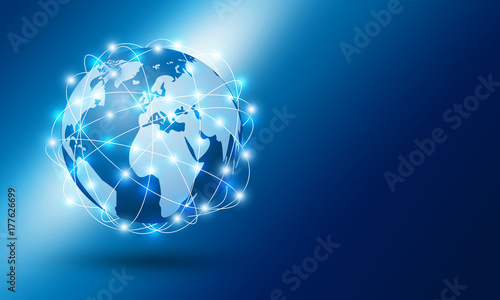 Global network connection design with copy space vector illustration