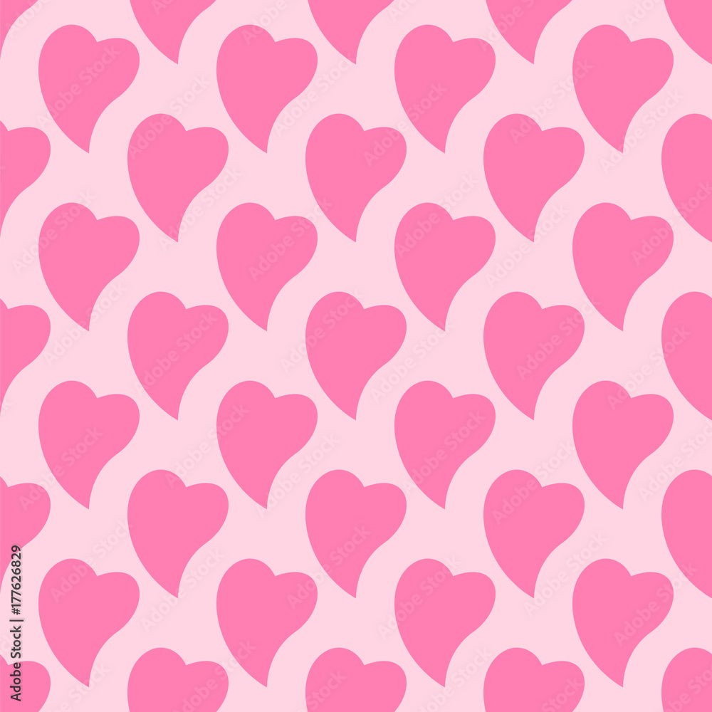 Pattern with pink hearts on the day of all lovers. Valentine's Day.
