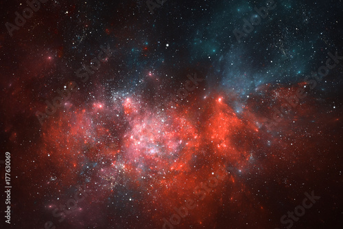 Fototapeta Naklejka Na Ścianę i Meble -  Night sky space background with nebula and stars