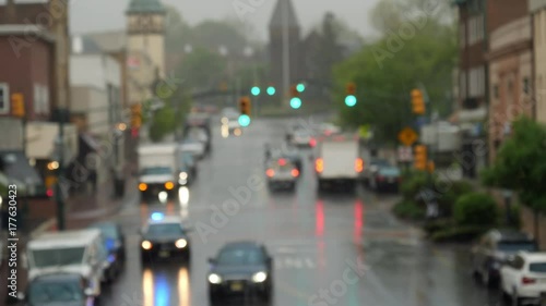 Wallpaper Mural Raining in smalltown, USA. De-focused. Torontodigital.ca