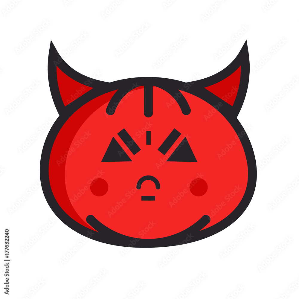 Cute Angry Emoticon Cat on White Background. Isolated Vector Illustration  Stock Vector