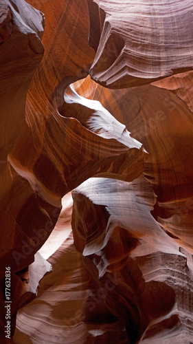 Upper Antelope Canyon is a slot canyon, result of eroded Navajo Sandstone, very popular and photogenic touristic destination close to Page in Northern Arizona.