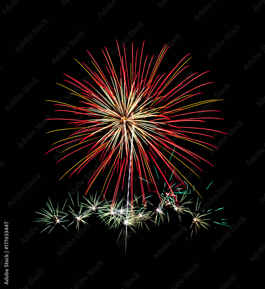 Fireworks light up the sky. New Year celebration. Fireworks light up the sky. New Year celebration.