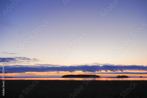 Calm Lake After Sunset, Colorful Sky, Autumn Landscape