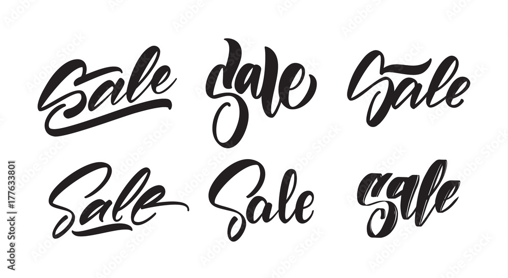 Obraz premium Vector illustration: Set of hand lettering type of Sale. Season offer