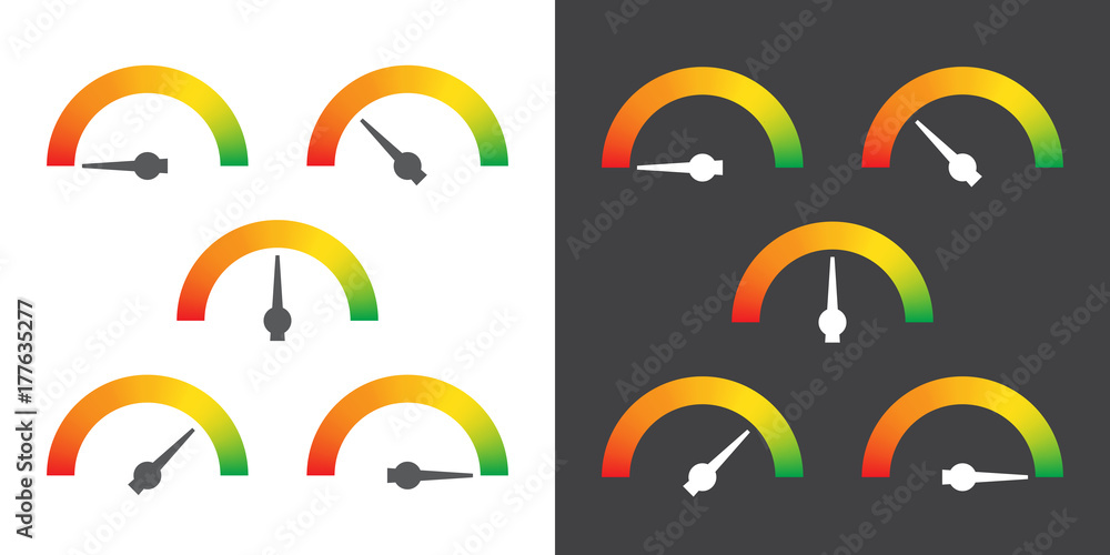 Custom Gradient Color Meter Sign Meter signs infographic gauge element from red to green vector ...