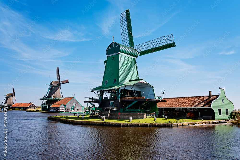 Dutch windmill  in spring, Netherlands