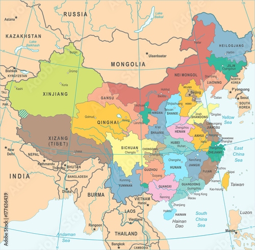 Fotografie, Obraz China Map - Vector Illustration