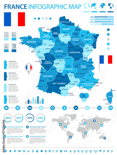 France - infographic map and flag - illustration