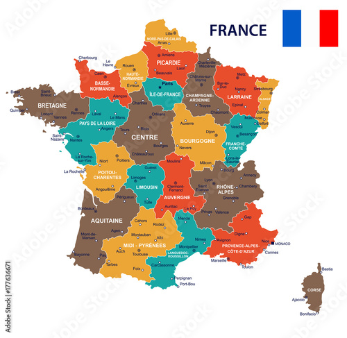 France - map and flag illustration