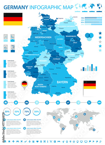 Germany - infographic map and flag - illustration