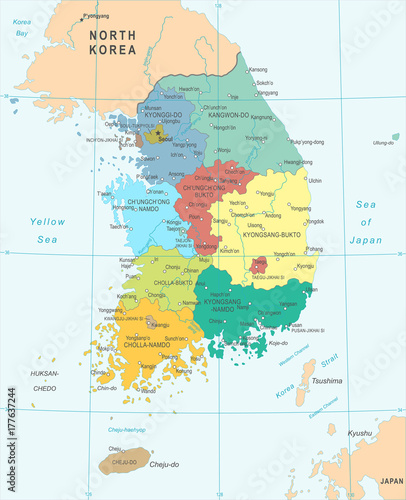 South Korea Map - Vector Illustration