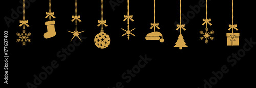 Weihnachten Banner Karte schwarz gold