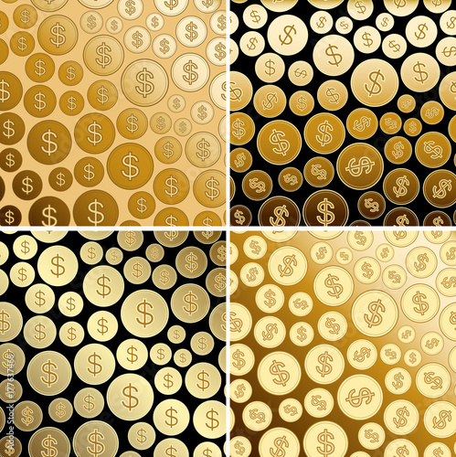 bright backgrounds with dollars - gold vector coins